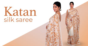 Katan Silk Chikankari Saree Under 10,000