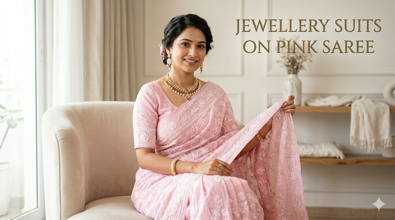 Which Colour Jewellery Suits on Pink Saree
