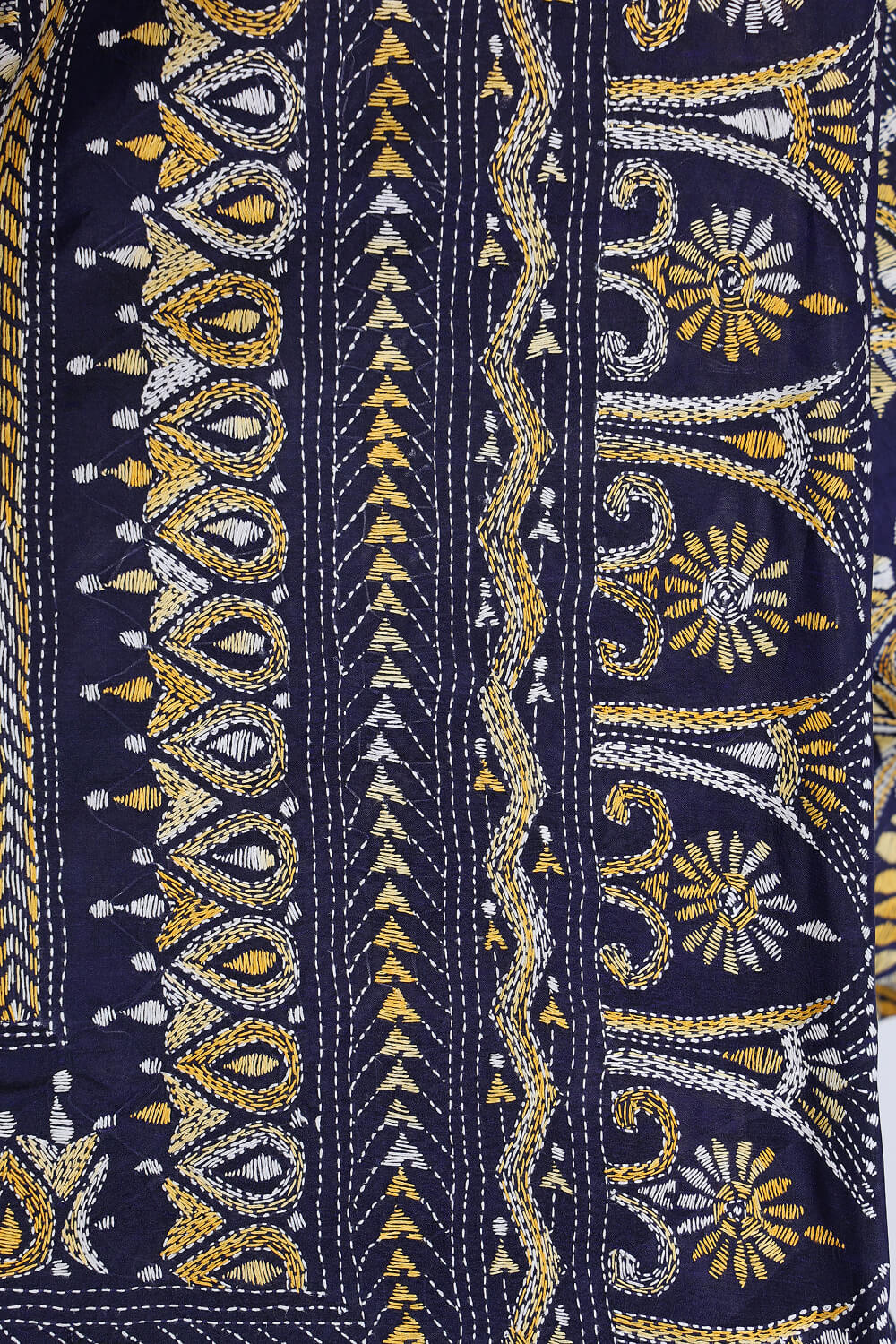 Royal Blue Saree with Traditional Kantha Embroidery