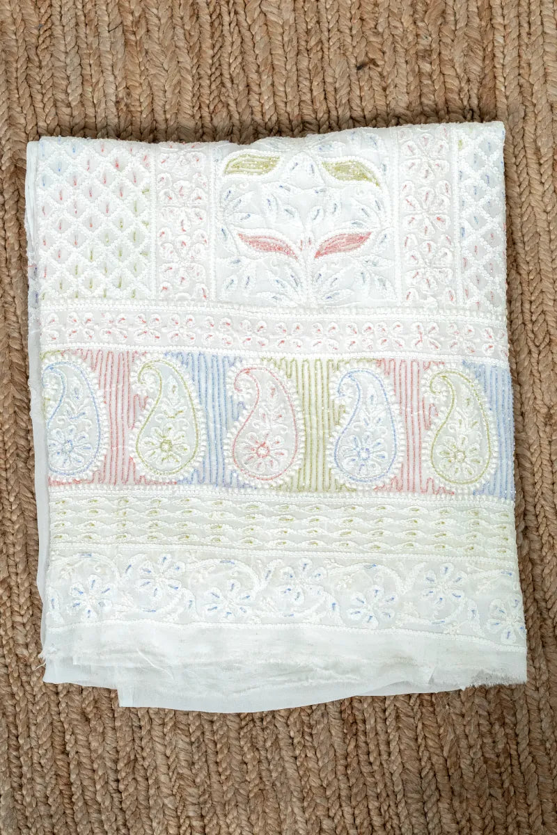 Blush Pink Faux Georgette Chikankari Kurta with Dupatta – White Thread Work