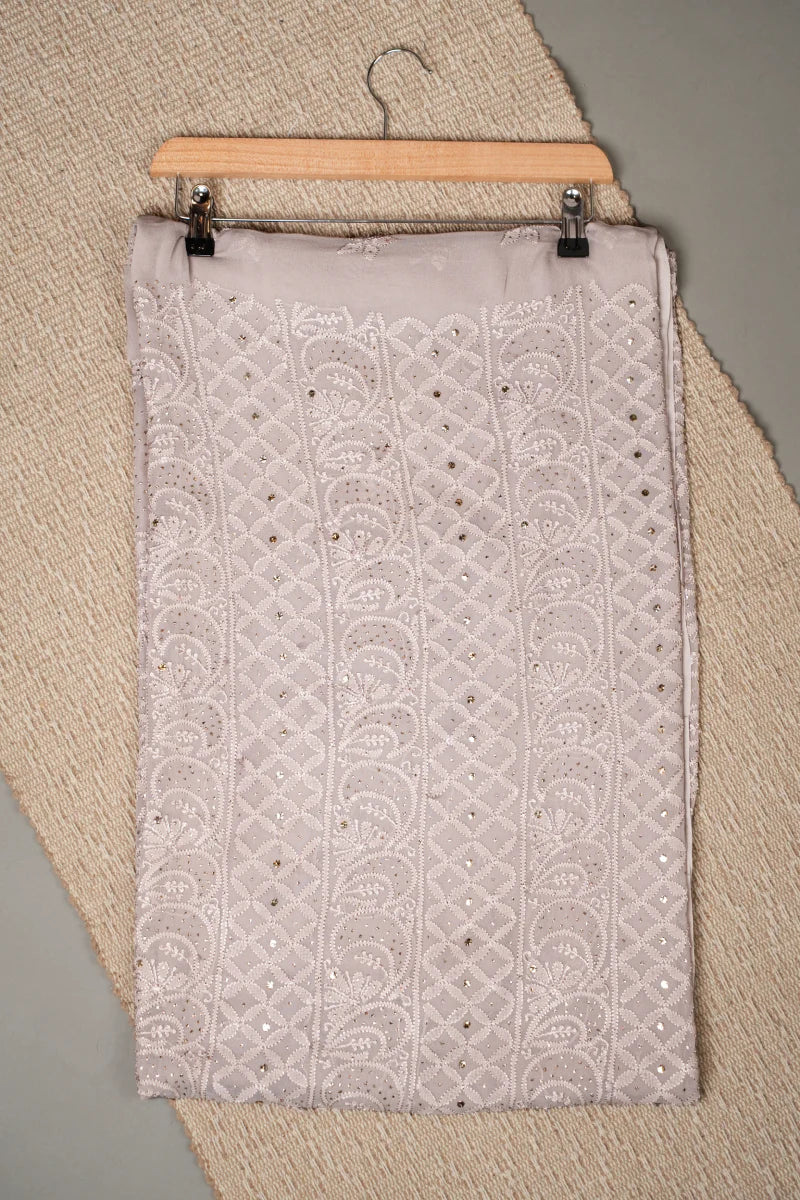 Pastel Skin Pure Georgette Chikankari Unstitched Kurta Piece with Dupatta