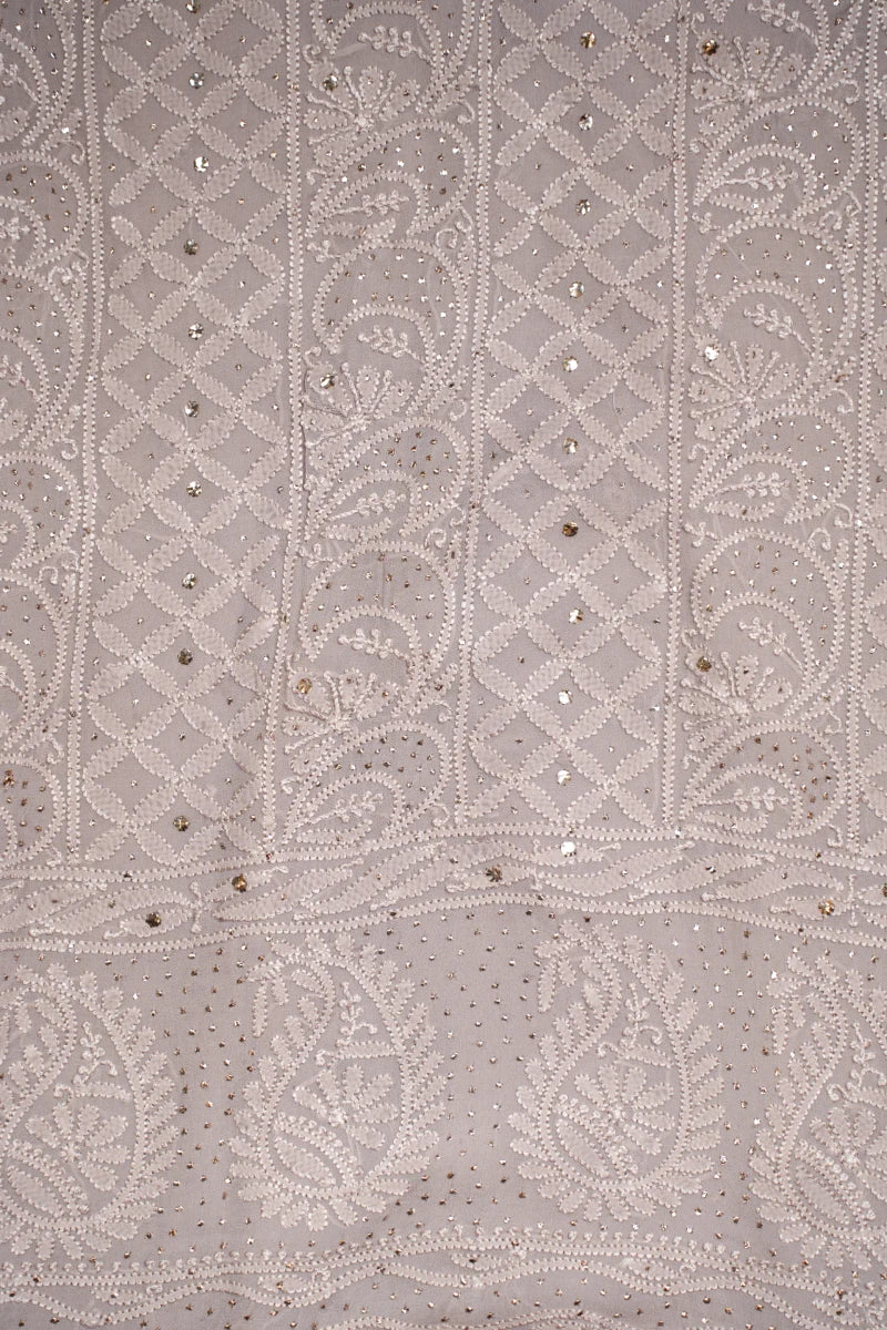Pastel Skin Pure Georgette Chikankari Unstitched Kurta Piece with Dupatta