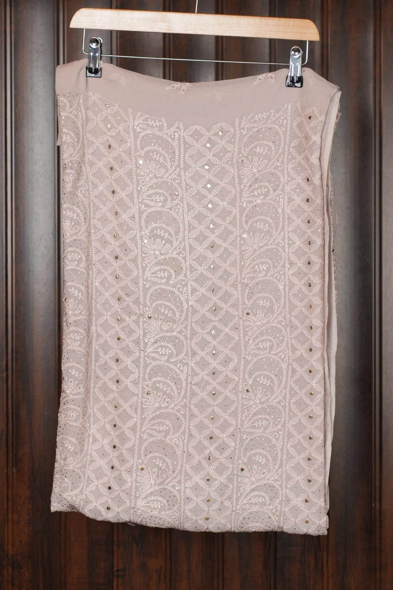 Pastel Skin Pure Georgette Chikankari Unstitched Kurta Piece with Dupatta