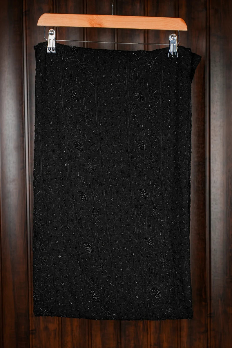 Black Pure Georgette Chikankari Unstitched Suit