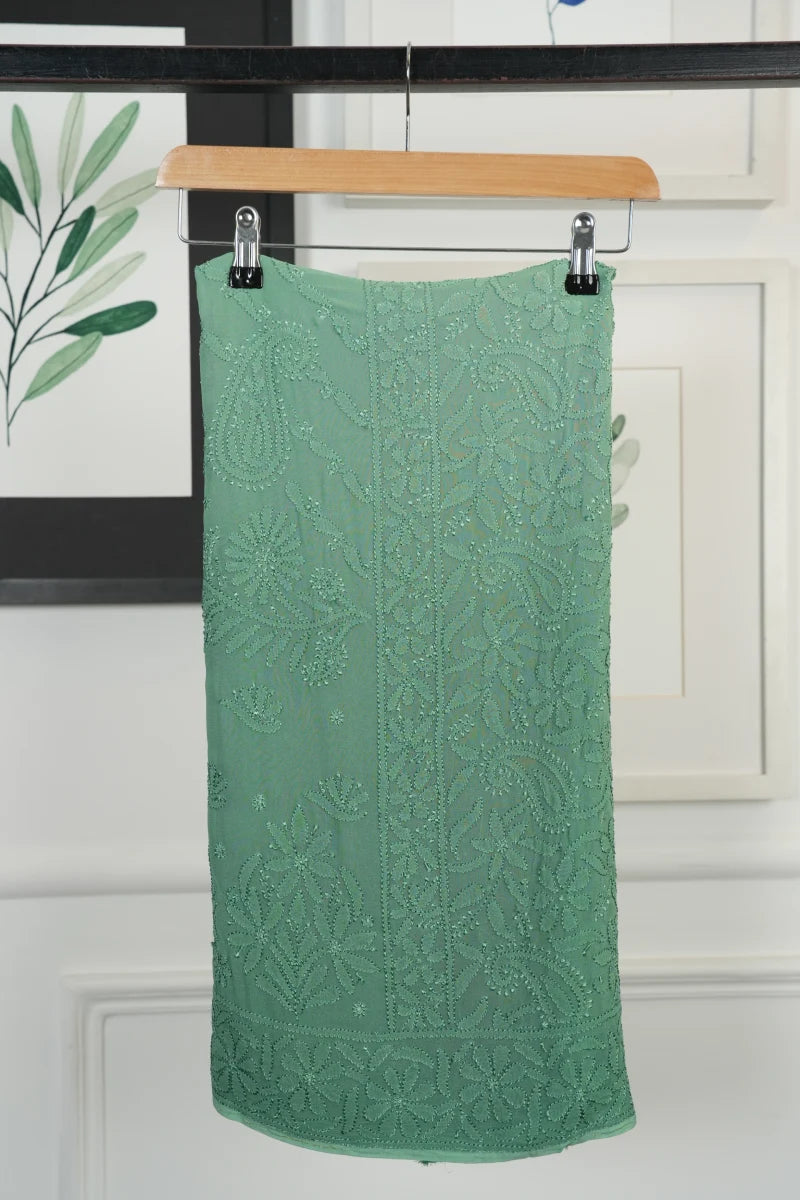 Ombre Green Pure Georgette Saree with Resham Dhaga Work