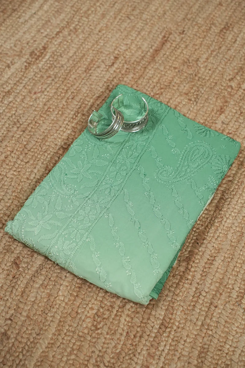 Ombre Green Pure Georgette Saree with Resham Dhaga Work