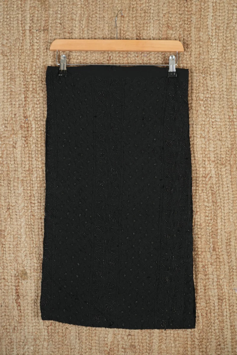 Black Pure Georgette Chikankari Unstitched Kurta Piece with Dupatta