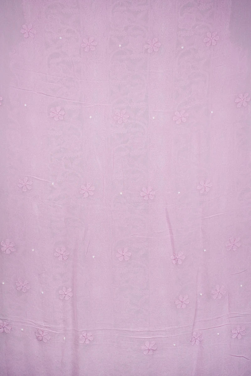 Mauve Pink Pure Georgette Chikankari Unstitched Suit