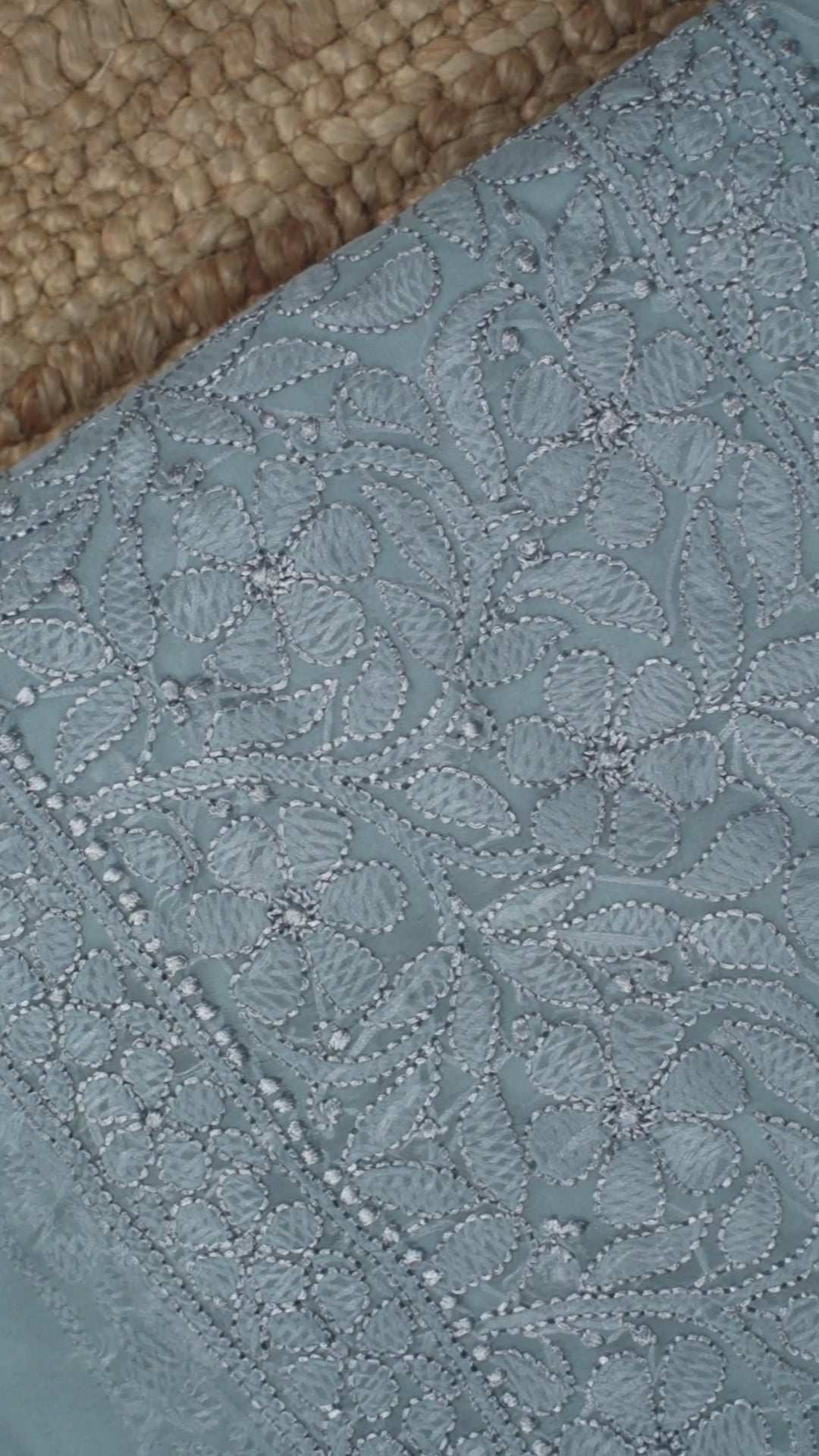 Dove Grey Georgette Saree with Understated Chikankari Elegance